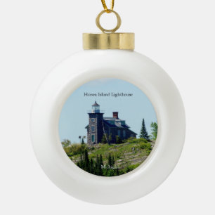 Huron Island Leuchtturm Kugel- oder Schneeflocken- Keramik Kugel-Ornament