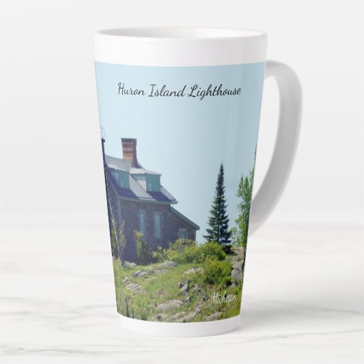 Huron Island Lighthouse Latte Tasse (Rechte Ecke)