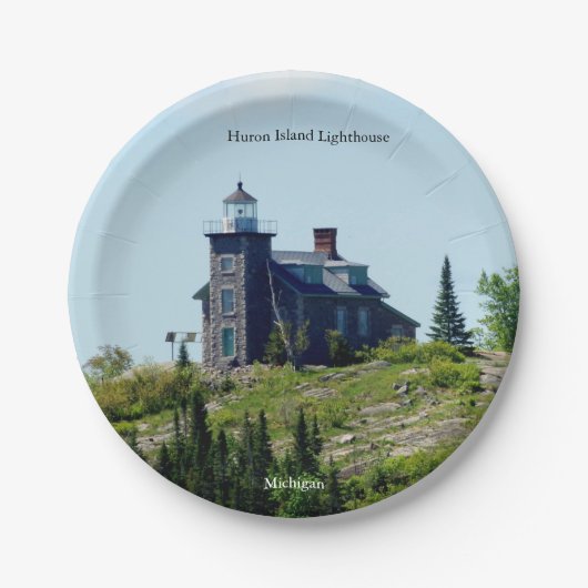 Huron Island Lighthouse Papierteller (Vorderseite)