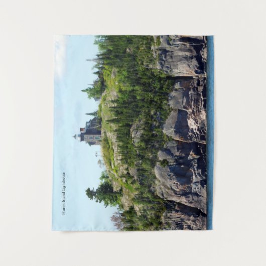 Huron Island Lighthouse Weitwinkel Wandteppich (Vorderseite)