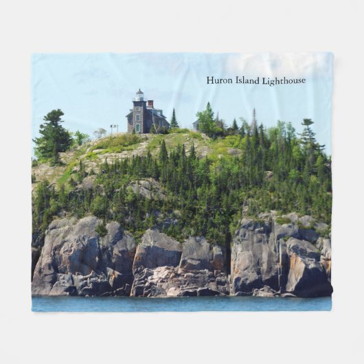Huron Island Lighthouse Weitwinkeldecke Fleecedecke (Vorderseite (Horizontal))