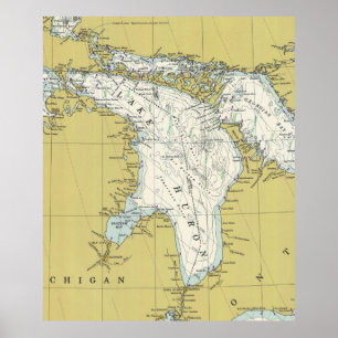 Huron Lake Map (1979) Poster