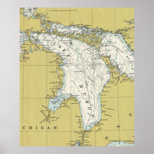 Huron Lake Map (1979) Poster (Vorne)