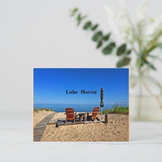 Huron Lake Postkarte (Stehend Vorderseite)