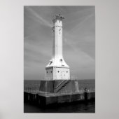 Huron Leuchtturm Schwarzweiß-Druck Poster (Vorne)
