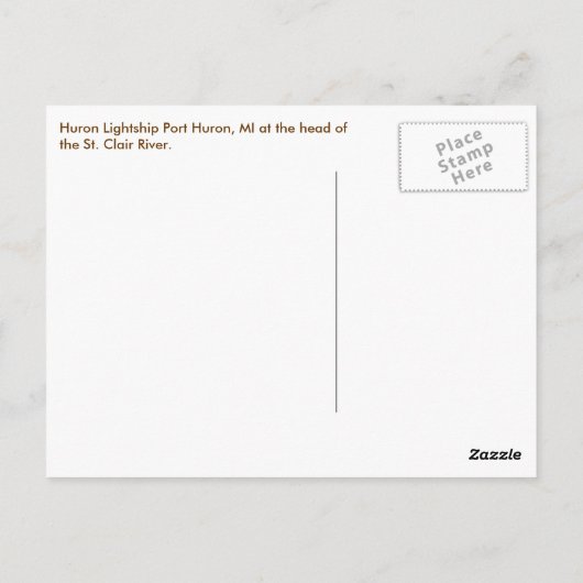Huron Lightship Port Huron, MI St. Clair River Postkarte (Rückseite)