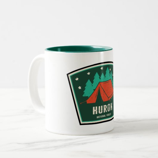 Huron National Forest Camping Zweifarbige Tasse (Vorderseite Links)