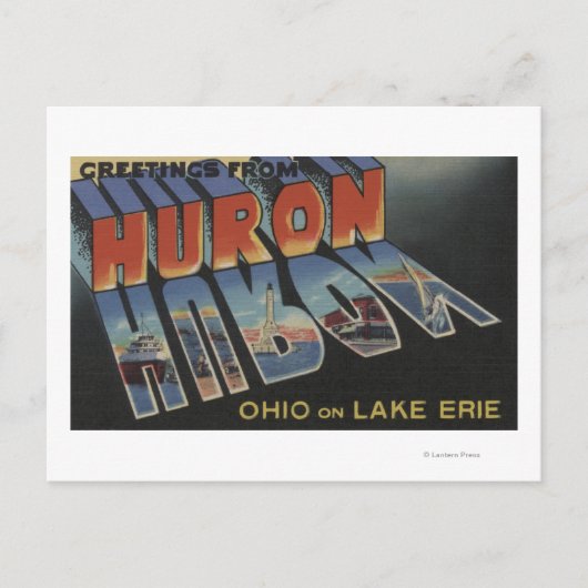 Huron, Ohio - Lake Erie - Große Letter Scenes Postkarte (Vorderseite)