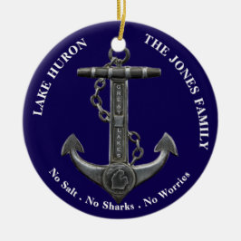 Huron Patriotic Not leidender Anker nautisch Keramik Ornament