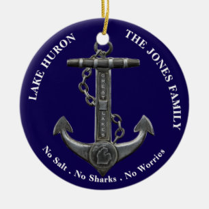 Huron Patriotic Not leidender Anker nautisch Keramik Ornament