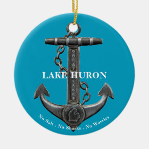 Huron Patriotic Not leidender Anker nautisch Keramik Ornament