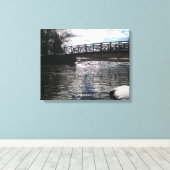 Huron River Bridge Leinwanddruck (Insitu (Holzboden))
