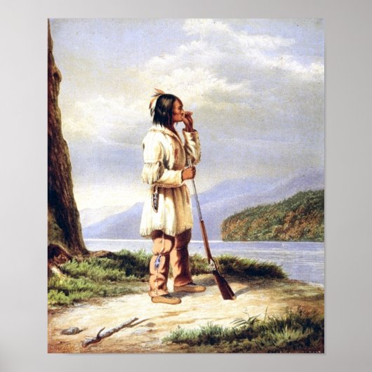 Huron-Wendat-Jäger ruft Elch Poster (Vorne)