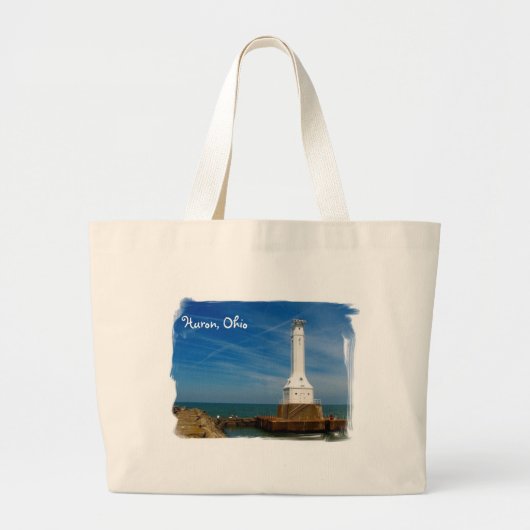 Hurone-Leuchtturmstrandtasche Jumbo Stoffbeutel (Vorne)