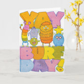 Hurra Burfday Monster Letterpress Karte (Gelbe Blume)