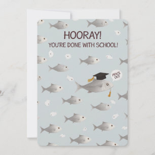 Hurra, du bist mit der Schule fertig, lustiger Fis Feiertagskarte