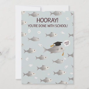 Hurra, du bist mit der Schule fertig, lustiger Fis Feiertagskarte