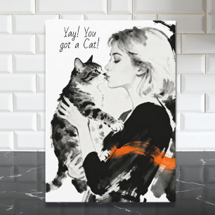 Hurra! Du hast eine Katze   Herzlichen Glückwunsch Karte