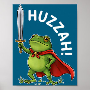 Hurra Froschritter Lustiges Schwert Meme Frosch Zi Poster