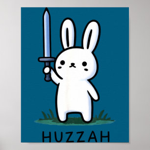 Hurra-Hasen-Ritter lustiges Schwert-Meme-Zitat-Tie Poster