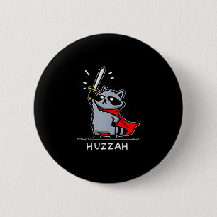 Hurra Waschbär Ritter Lustiges Schwert Meme Zitat Button