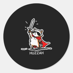 Hurra Waschbär Ritter Lustiges Schwert Meme Zitat Runder Aufkleber