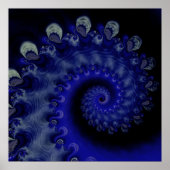 "Hurricane" Blauer Swirl Fraktal Poster (Vorne)