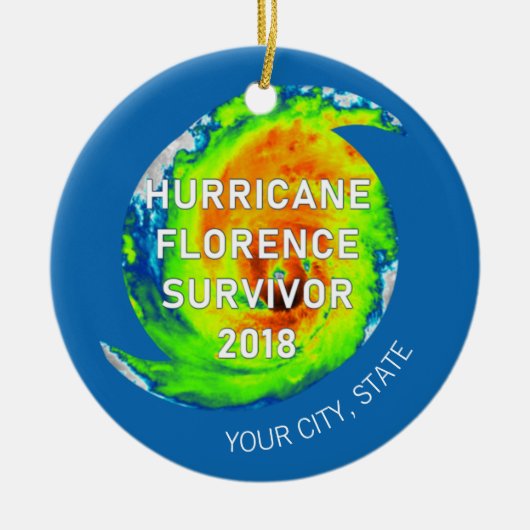HURRICANE FLORENCE ÜBERLEBEN | Stadt und Staat Keramik Ornament (Vorne)
