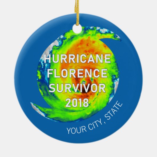 HURRICANE FLORENCE ÜBERLEBEN | Stadt und Staat Keramik Ornament (Hinten)