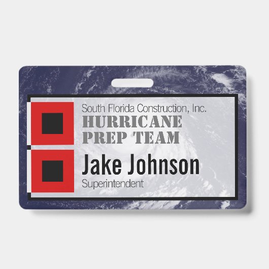 🌀 🏷️ Hurricane Prep Team Company ID mit Foto Ausweis (Vorderseite)