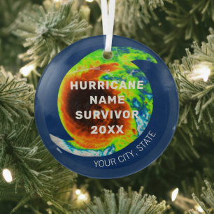 HURRICANE ÜBERLEBENSBEZEICHNUNG Personalisiert Ornament Aus Glas