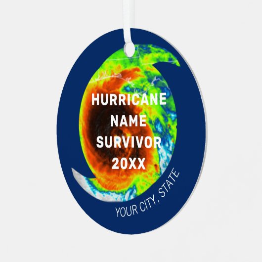 HURRICANE ÜBERLEBENSBEZEICHNUNG Personalisiert Ornament Aus Metall (Vorderseite links)