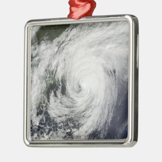 Hurrikan Bill über Nova Scotia Silbernes Ornament (Links)