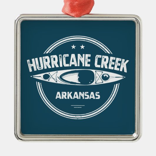 Hurrikan Creek Arkansas Kayaking Ornament Aus Metall (Vorne)
