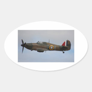 Hurrikan Fighter Flugzeug des Zweiten Weltkriegs m Ovaler Aufkleber