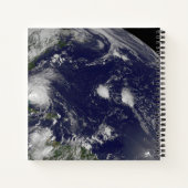 Hurrikan Irene bewegt sich durch die Bahamas. Notizblock (Rückseite)