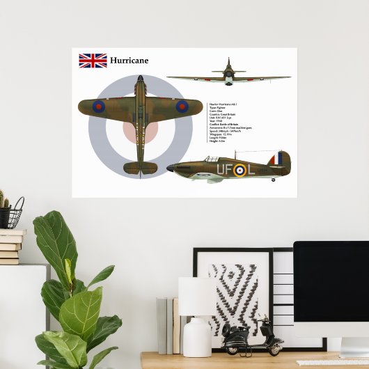 Hurrikan Mk I 601 Squadron Poster (Heimbüro)