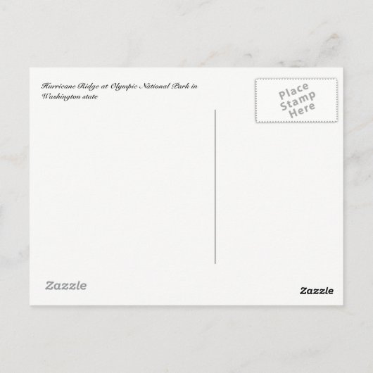 Hurrikan Ridge im Olympischen Nationalpark nach Ka Postkarte (Rückseite)