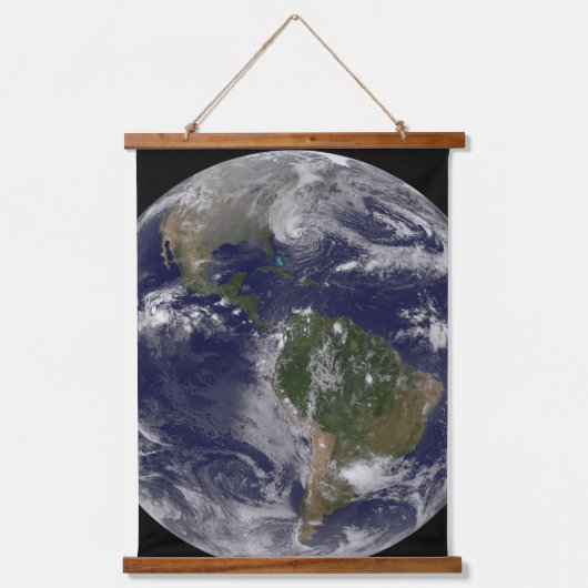 Hurrikan Sandy an der Ostküste der USA. Wandteppich Mit Holzrahmen (Vorderseite)