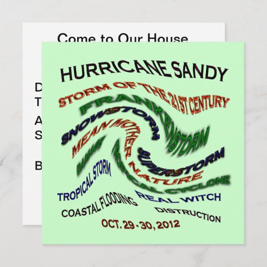 Hurrikan Sandy Words Einladung (Vorne/Hinten)