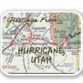 Hurrikan Utah Vintage Karte Aufkleber (Vorderseite)
