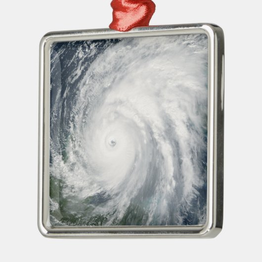 Hurrikan Wilma über Mexiko Silbernes Ornament (Links)