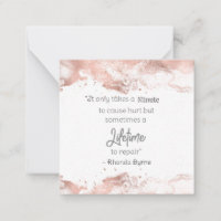*~ Hurt Rose Gold Glitzer Zitat AP62 Note Card