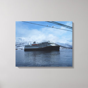 Hurtigruten Fähre Verlassend Hafen Leinwanddruck