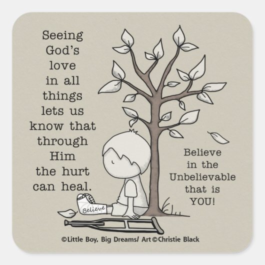 Hurts können heilen quadratischer aufkleber (Vorderseite)