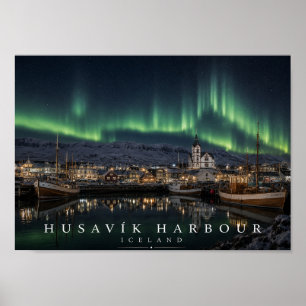 Húsavík Bucht Boote Island A4 Poster