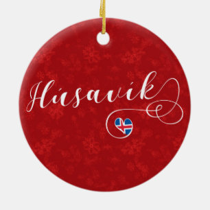 Húsavík Heart, I Liebe Húsavík, Island Keramik Ornament