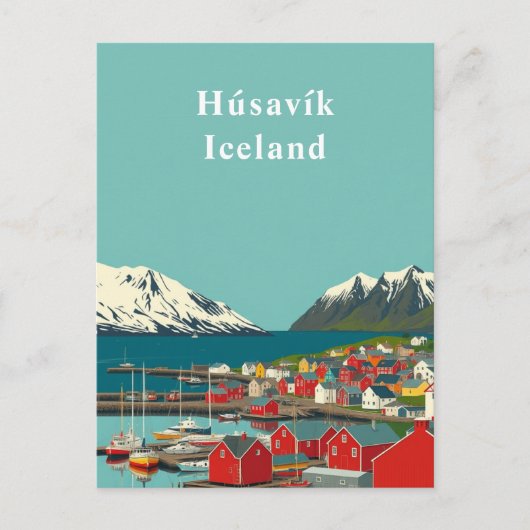 Húsavík, Island Art Town Art Postkarte (Vorderseite)