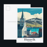 Husavik Island Art Vintage Postkarte<br><div class="desc">Husavik Island Art Vintage Reise Portrait Malerei Illustration</div>