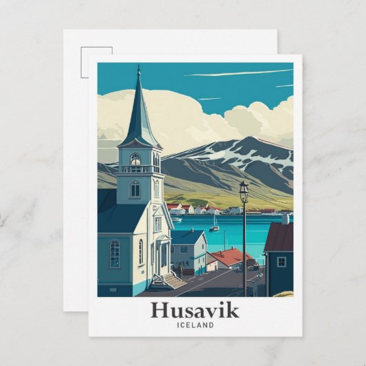 Husavik Island Art Vintage Postkarte (Vorne/Hinten)